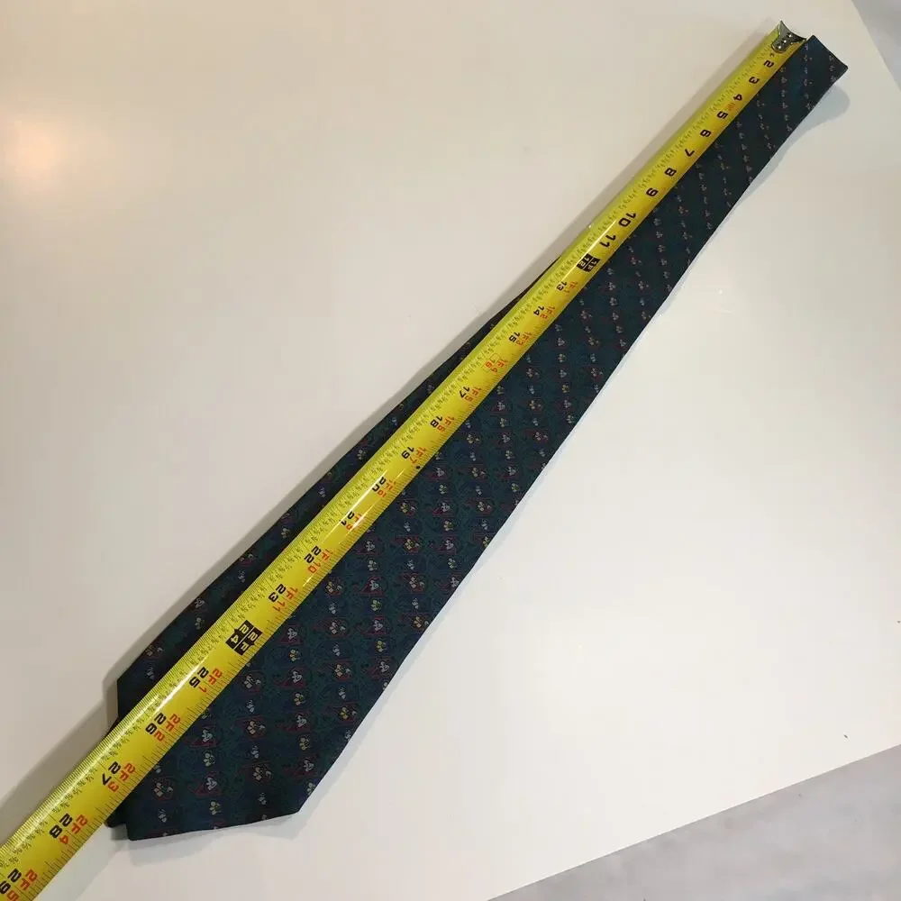 Robert Talbott Studio Mens Silk Tie Green Navy Red Geometric Floral Made USA